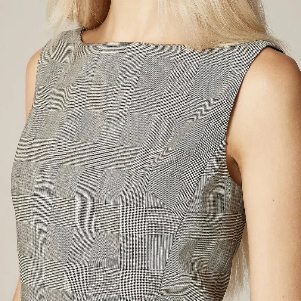 J Crew Seamed shift dress in glen plaid Italian gauzy wool blend Size 6 - Picture 2 of 10